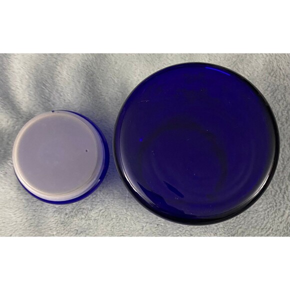 Libbey Cobalt Blue Glass 7" Apothecary Jar Canister & Lid Christmas Snowflakes - Picture 5 of 7